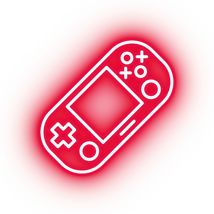 Neon red portable gaming icon